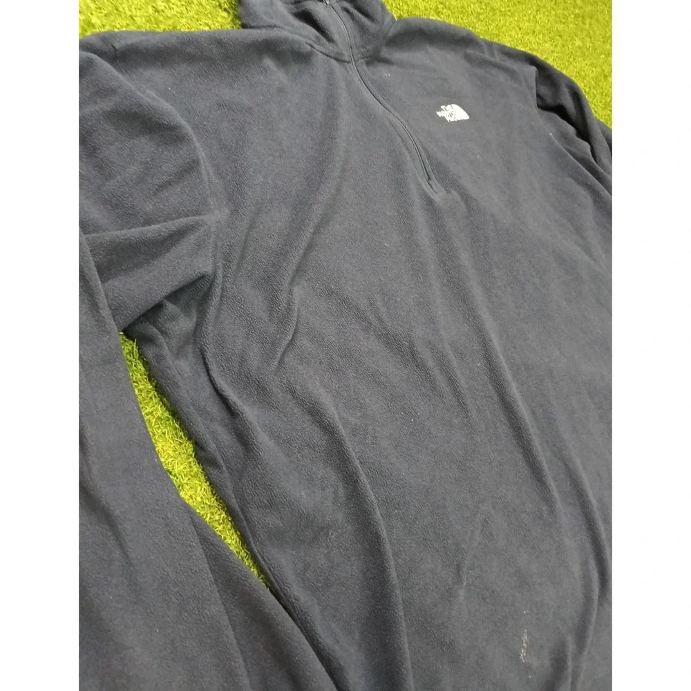 The‎ North Face Fleece Sweatshirt Mens XL Black Logo Quarter Zip Outdoor Winter
